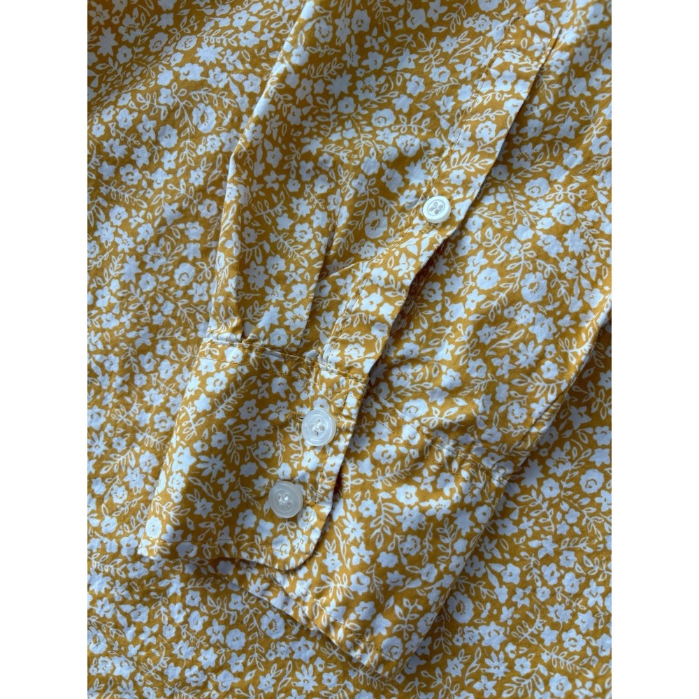 J‎ Crew Womens Size M Yellow White Floral Cotton Button Up Shirt Long Sleeve - Picture 5 of 8